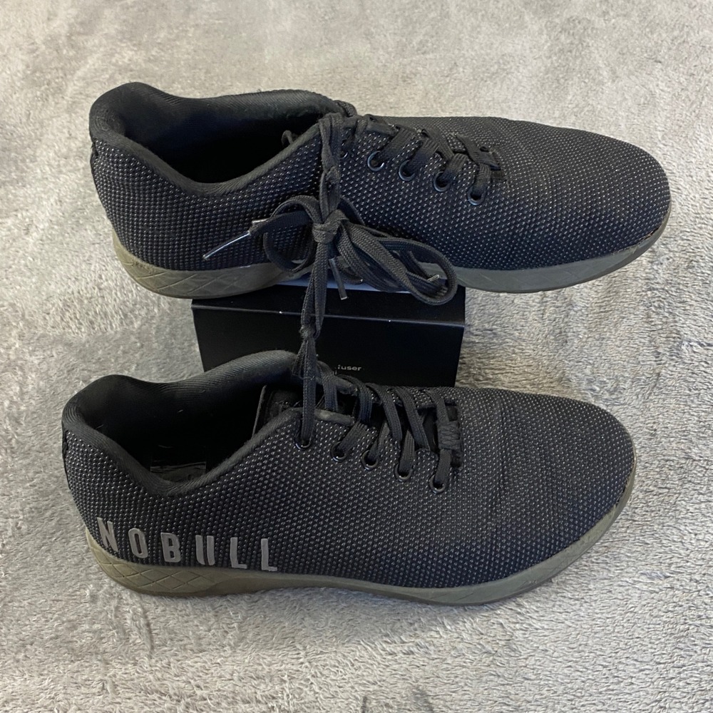 NOBULL Training Shoes Mens 10.5 Womens 12 Black Dark Grey SuperFabric Trainer